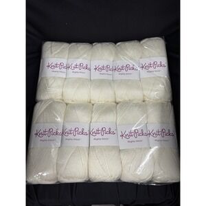 Lot Of 10 Knit Picks Mighty Stitch Yarn Wool/Acrylic, 208 Yards, White